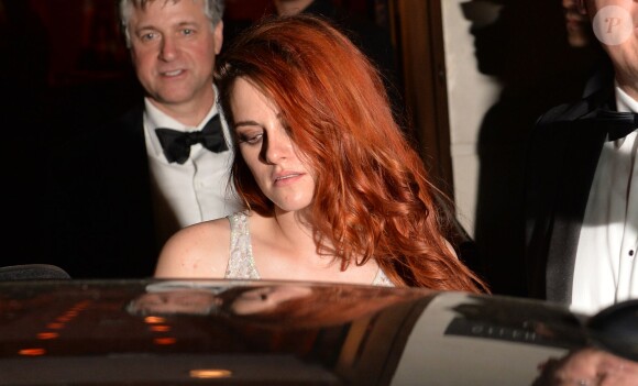 Exclusif - Kristen Stewart quitte la soirée du film "Sils Maria" au Silencio lors du 67e festival de Cannes le 23 mai 2014.