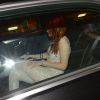 Exclusif - Kristen Stewart dans sa voiture avant de quitter la soirée du film "Sils Maria" au Silencio lors du 67e festival de Cannes le 23 mai 2014.
