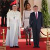 Le roi Abdullah II et la reine Rania de Jordanie ont accueilli le pape François au palais royal à Amman le 24 mai 2014