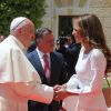 Photo postée sur Instagram par la reine Rania de Jordanie, saluant le pape François à son arrivée à Amman le 24 mai 2014