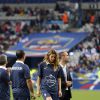 Grégoire, Sandrine Quétier, Sophie Thalmann, Stéphane Plaza, Frédéric Bouraly ou encore Claudia Tagbo ont participé à la 4e édition des Boucles du Coeur, lors de la mi-temps du match amical France/Norvège au Stade de France, le 27 mai 2014.