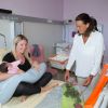 La princesse Stéphanie de Monaco a rencontré de jeunes mamans et leurs bébés au Centre hospitalier Princesse Grace, le 27 mai 2014, dans le cadre de la Fête des mères.
