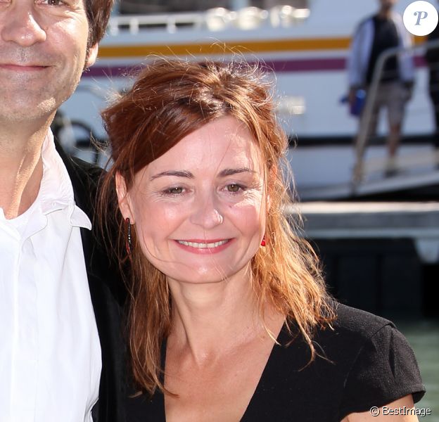 Christelle Reboul et Thierry Samitier - Photocall "Mes chers voisins" au 14e Festival de la fiction TV de La Rochelle. Le 15 septembre 2012.