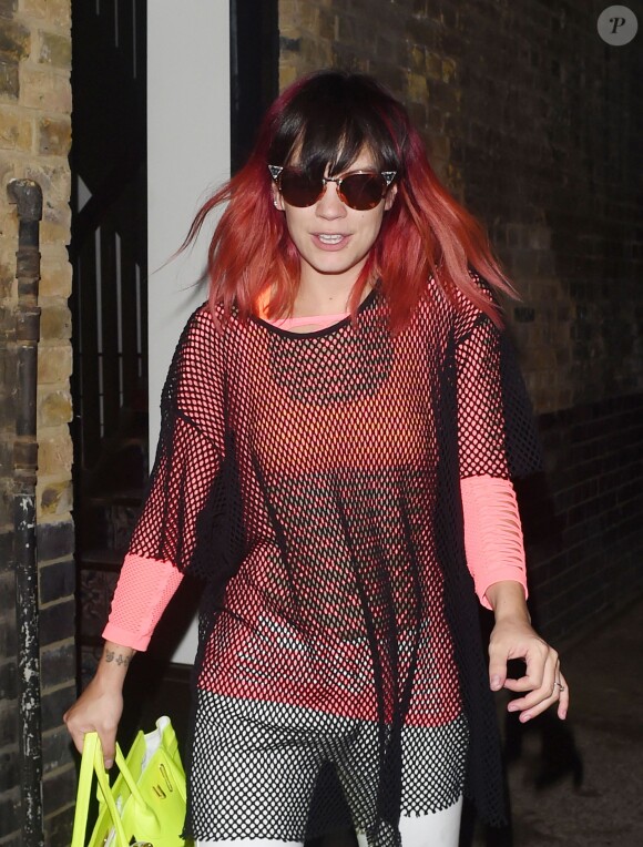 Lily Allen à la sortie d'un hôtel à Londres, le jeudi 29 mai 2014.