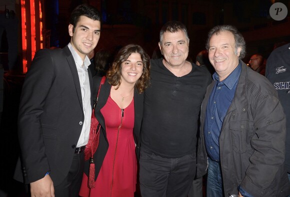 Exclusif - Jean-Marie Bigard, Daniel Russo avec sa fille Charlotte et son compagnon David - Jean-Marie Bigard fête ses 60 ans au Grand Rex à Paris le 23 mai 2014.