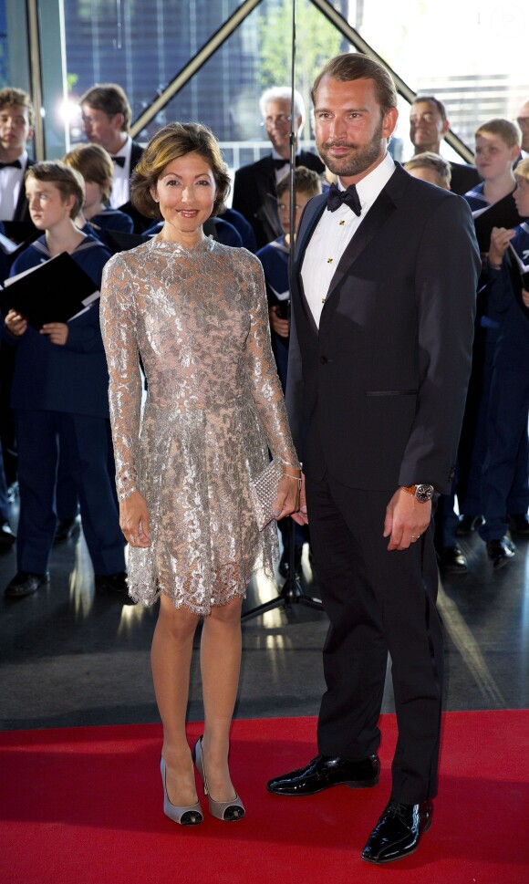 La comtesse Alexandra de Frederiksborg et son mari Martin Jorgensen le 1er juin 2014 au siège de Radio Danemark à Copenhague pour le gala en l'honneur des 80 ans du prince consort Henrik.