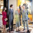 Le prince Henrik de Danemark lors de l'inauguration d'une exposition que lui consacre le musée national de l'histoire à l'occasion des ses 80 ans, au palais de Fredensborg, le 28 mai 2014, en présence de la reine Margrethe II, du prince Joachim et de la princesse Marie.