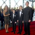  La princesse Marie et le prince Joachim de Danemark avec les princes Felix et Nikolai le 1er juin 2014 au siège de Radio Danemark à Copenhague pour le gala en l'honneur des 80 ans du prince consort Henrik. 
