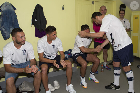 Dans les vestiaires du match de football organisé au profit de l'association #YDF, le 31 mai 2014 à St-Barthélémy.