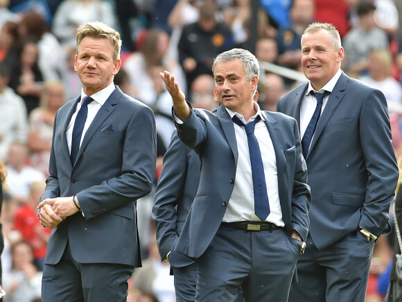 José Mourinho et Gordon Ramsey lors de l'événement Soccer Aid, à Manchester le 8 juin 2014