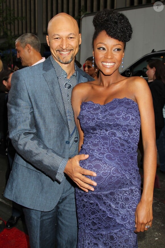 Joshua Bee Alafia et Yaya DaCosta enceinte à New York, le 5 août 2013.