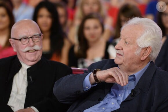 Jean-Paul Rouland et Pierre Bellemare - Enregistrement de l'émission "Vivement Dimanche" à Paris le 11 juin 2014. L'émission sera diffusée le 15 juin sur France 2.