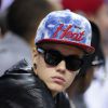 Justin Bieber assiste au match de basket ente l'équipe des Miami Heat et les Indiana Pacers à Miami. Le 3 juin 2013;