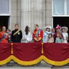 La famille royale au balcon de Buckingham Palace lors du défilé Trooping the Colour marquant le 14 juin 2014 la célébration solennelle des 88 ans de la reine Elizabeth II.