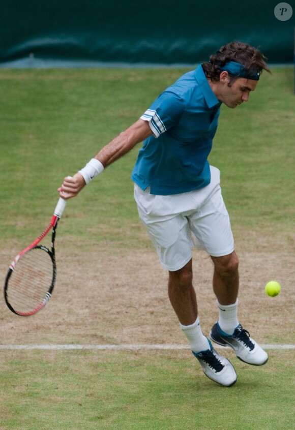 Roger Federer contre Alejandro Falla à Halle, le 10 juin 2010. 