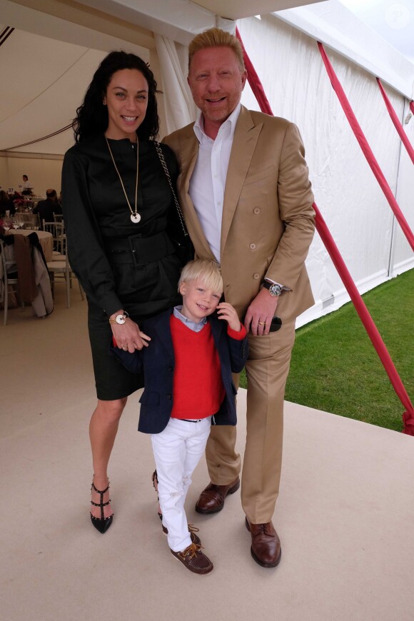Boris Becker, sa femme Lilly Kerssenberg et leur adorable fils Amadeus lors de la finale de la "Queens Cup Polo" au Park Polo Club de Windsor, le 15 juin 2014