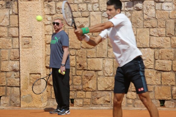 Novak Djokovic et Boris Becker, au country Club de Monte Carlo, le 15 avril 2014
