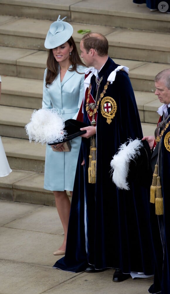 Kate Middleton et le prince William au service annuel de l'ordre de la jarretière, le 16 juin 2014 à la chapelle Saint George à Windsor.