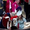 Kate Middleton monte dans un landau avec le prince Charles lors du service annuel de l'ordre de la jarretière, le 16 juin 2014 à la chapelle Saint George à Windsor.