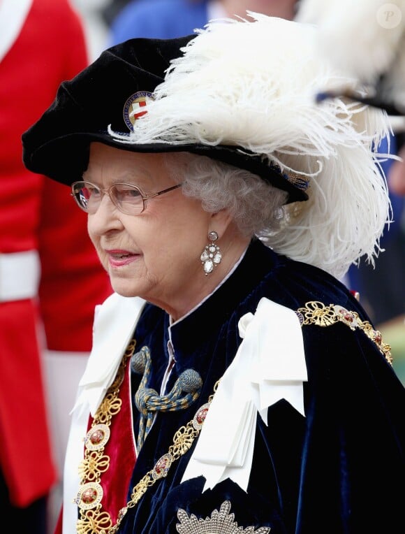 Queen Elizabeth II during the annual procession for members of the Order of the Garter ahead of the service at St George's Chapel, Windsor Castle in Windsor, UK, on Monday June 16, 2014. Photo by Chris Jackson/PA Wire/ABACAPRESS.COM16/06/2014 - Windsor