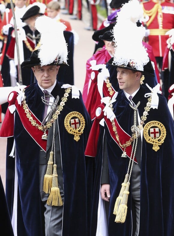 The Duke of York (left) and the Earl of Wessex during the annual procession for members of the Order of the Garter ahead of the service at St George's Chapel, Windsor Castle in Windsor, UK, on Monday June 16, 2014. Photo by Chris Jackson/PA Wire/ABACAPRESS.COM16/06/2014 - Windsor
