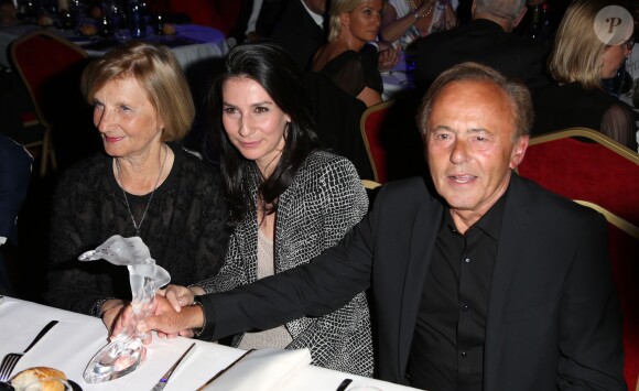 Marie-Odile Amaury (présidente du groupe Amaury), Marie Drucker et Roland Escaig - 11e édition du Prix Trofémina à la salle Wagram à Paris le 16 juin 2014. 