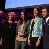 Roland Escaig, Marie-Odile Amaury (présidente du groupe Amaury), Marie Drucker et Bernard Montiel - 11e édition du Prix Trofémina à la salle Wagram à Paris le 16 juin 2014. 