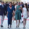 Gad Elmaleh, Caroline de Hanovre, Charlotte Casiraghi et la princesse Alexandra de Hanovre lors de l'inauguration du Yacht-Club de Monaco, le 20 juin 2014 au port Hercule de Monaco