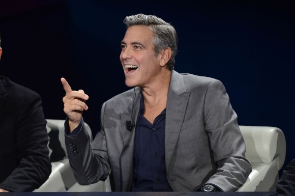 George Clooney - Les acteurs du film "The Monuments Men" sur le plateau de l'emission "Che Tempo Che Fa" à Milan, le 9 février 2014. 