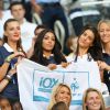 Fiona Cabaye, Fanny, la compagne de Loïc Rémy, Mazda Sakho, Ludivine Sagna, Sandra Evra lors du match de l'équipe de France face à l'Equateur, le 25 juin 2014 au stade Maracanã de Rio