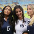  Mazda Sakho, Ludivine Sagna et Sandra Evra lors du match de l'&eacute;quipe de France face &agrave; l'Equateur, le 25 juin 2014 au stade Maracan&atilde; de Rio 