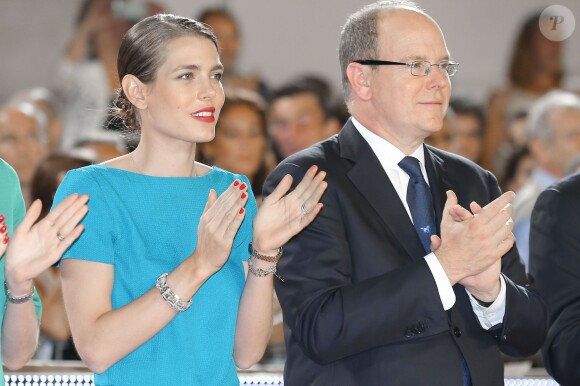 Le prince Albert II de Monaco et Charlotte Casiraghi - Jumping international de Monte-Carlo - Longines Global Champions Tour, le 28 juin 2014.