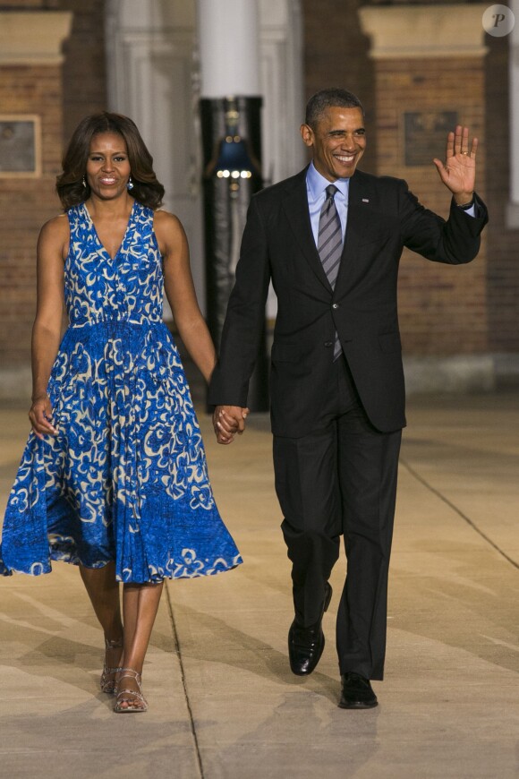 Barack et Michelle Obama lors de la Marine Barracks Evening Parade de Washington, le 27 juin 2014