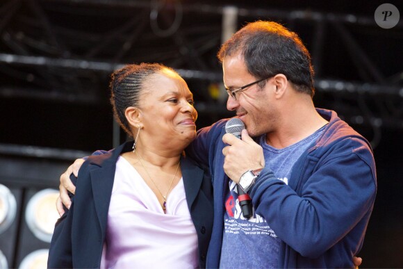 Christiane Taubira, Luc Barruet - 2e jour du festival Solidays à l'hippodrome de Longchamp à Paris le 28 juin 2014.