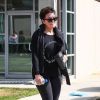 Kris Jenner quitte une salle de gym avec ses filles Kourtney, Kim et Khloé. Southampton, le 1er juillet 2014.