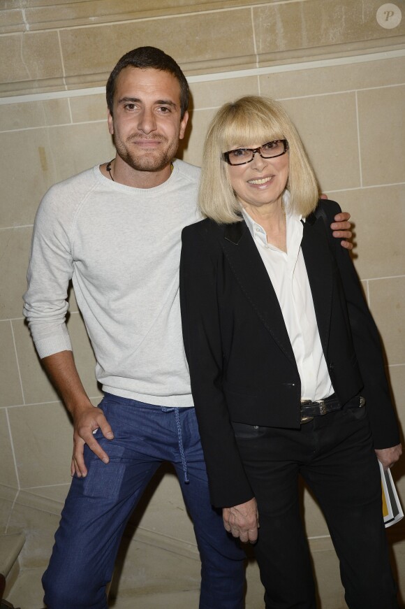 Karl Lagasse et Mireille Darc - Vente aux enchères "Les Coeurs des Créateurs" chez Christie's au profit de la Chaîne de l'Espoir à Paris le 3 juillet 2014.