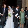 La princesse Astrid de Belgique,et le Prince Lorenz félicitent Elisabetta Maria Rosboch von Wolkenstein et le Prince Amedeo pour leur mariage. Les parents de la mariée, Lilia Rosboch von Wolkenstein et Ettore Rosboch von Wolkenstein sont aussi présents. Rome le 5 juillet 2014