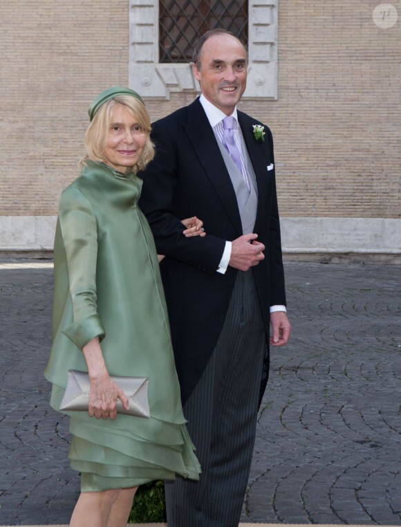 Lilia Rosboch von Wolkenstein et le Prince Lorenz de Belgique - Mariage du Prince Amedeo de Belgique et de Elisabetta Maria Rosboch von Wolkenstein, à la basilique de Santa Maria à Trastevere, Rome, Italie le 5 juillet 2014.