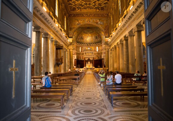 Basilique de Santa Maria in Trastevere - Mariage du Prince Amedeo de Belgique et de Elisabetta Maria Rosboch von Wolkenstein, à la basilique de Santa Maria à Trastevere, Rome, Italie le 5 juillet 2014.