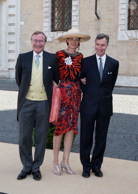 Prince Jean de Luxembourg,sa femme Diane de Guerre et le Prince Guillaume de Luxembourg - Mariage du Prince Amedeo de Belgique et de Elisabetta Maria Rosboch von Wolkenstein, à la basilique de Santa Maria à Trastevere, Rome, Italie le 5 juillet 2014.