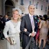 Princesse Astrid de Belgique et le Prince Lorenz de Belgique - Mariage du Prince Amedeo de Belgique et de Elisabetta Maria Rosboch von Wolkenstein, à la basilique de Santa Maria à Trastevere, Rome, Italie le 5 juillet 2014.