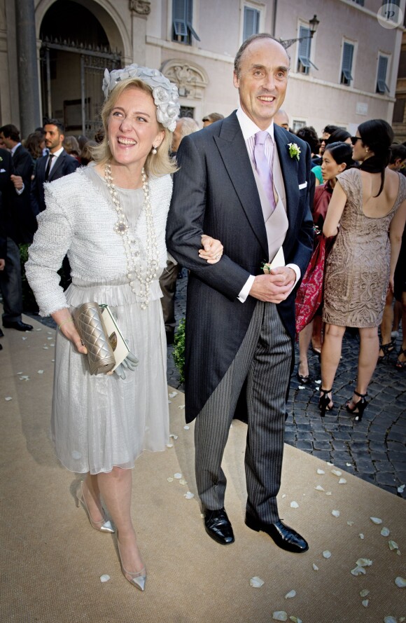 Princesse Astrid de Belgique et le Prince Lorenz de Belgique - Mariage du Prince Amedeo de Belgique et de Elisabetta Maria Rosboch von Wolkenstein, à la basilique de Santa Maria à Trastevere, Rome, Italie le 5 juillet 2014.