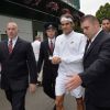 Roger Federer arrive à Wimbledon la finale homme, le 6 juillet 2014.