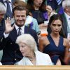 David et Victoria Beckham assistent à la finale homme, à Wimbledon,  entre Roger Federer et Novak Djokovic, le 6 juillet 2014.