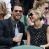 Chris Hemsworth et Elsa Pataky assistent à la finale homme, à Wimbledon,  entre Roger Federer et Novak Djokovic, le 6 juillet 2014.