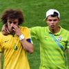 Thiago Silva et David Luiz du PSG après le match contre l'Allemagne (défaite du Brésil 7-1) à Belo Horizonte le 8 juillet.