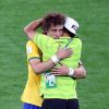 Les footballeurs Thiago Silva et David Luiz après le match contre l'Allemagne (défaite 7-1) à Belo Horizonte le 8 juillet.