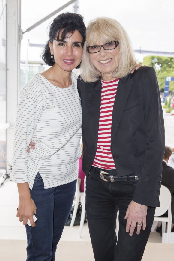 Exclusif - Rachida Dati et Mireille Darc - Premier jour du Paris Eiffel Jumping présenté par Gucci, septième étape du Longines Global Champions Tour, à Paris le 4 juillet 2014.