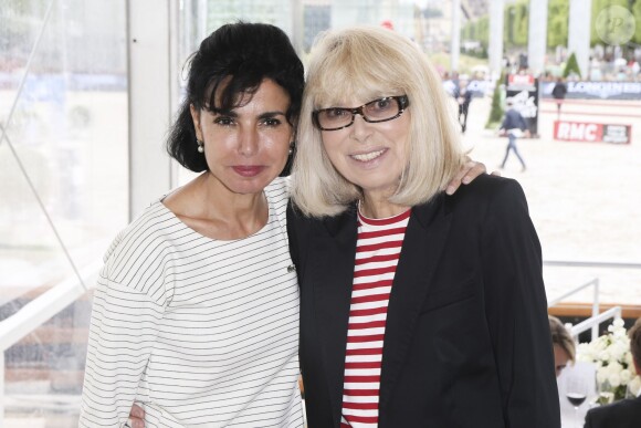 Exclusif - Rachida Dati et Mireille Darc - Premier jour du Paris Eiffel Jumping présenté par Gucci, septième étape du Longines Global Champions Tour, à Paris le 4 juillet 2014.