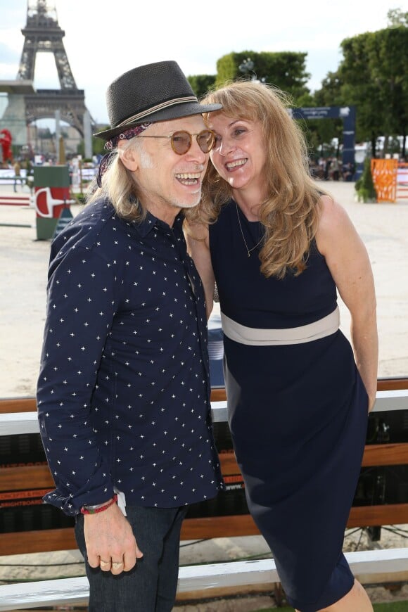 Exclusif - Elliott Murphy et sa femme Suzy - Deuxième jour du Paris Eiffel Jumping présenté par Gucci, septième étape du Longines Global Champions Tour, à Paris le 5 juillet 2014.